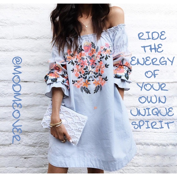 Mod Me Over Dresses & Skirts - ☀HP☀ NEW Boho Off Shoulder Sky Blue Tunic Dress